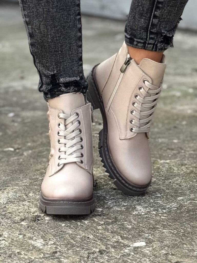 Zgrabne botki EMMANUELA BEIGE skóra naturalna - obrazek 6