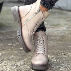 Zgrabne botki EMMANUELA BEIGE skóra naturalna