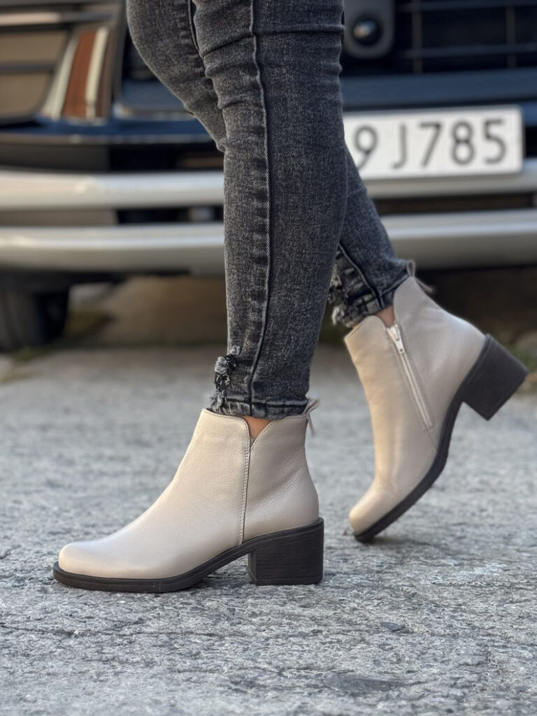 Zgrabne botki KAZADII LUIZA BEIGE skóra naturalna - obrazek 5