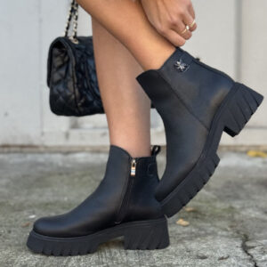 Botki KAZADII TIFFANY BLACK GRAIN skóra naturalna