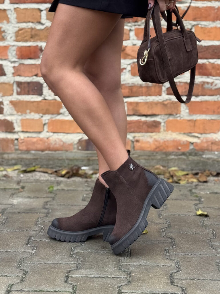 Botki KAZADII TIFFANY CZEKOLADA ZAMSZ skóra naturalna - obrazek 4