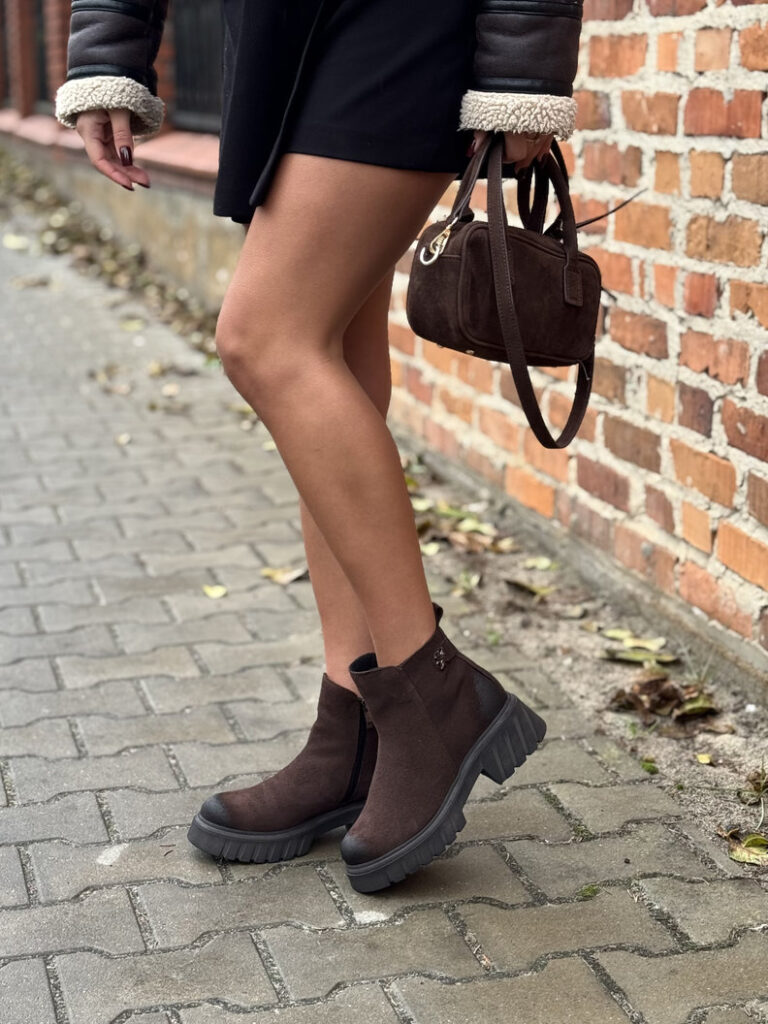 Botki KAZADII TIFFANY CZEKOLADA ZAMSZ skóra naturalna - obrazek 7