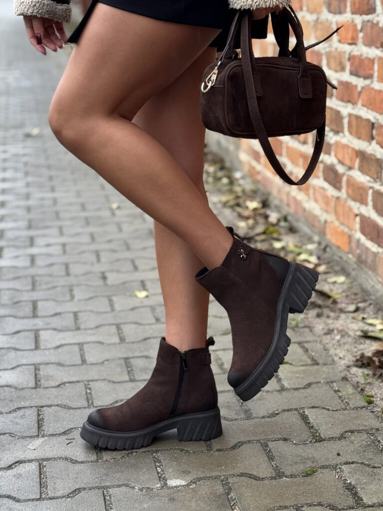 Botki KAZADII TIFFANY CZEKOLADA ZAMSZ skóra naturalna - obrazek 8
