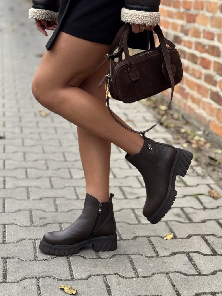 Botki KAZADII TIFFANY CZEKOLADA GRAIN skóra naturalna - obrazek 5