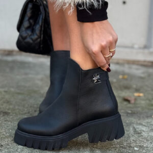 Botki KAZADII TIFFANY BLACK GRAIN skóra naturalna