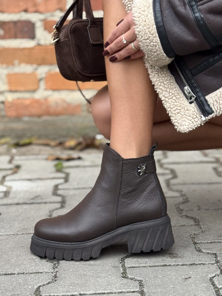Botki KAZADII TIFFANY CZEKOLADA GRAIN skóra naturalna - obrazek 4