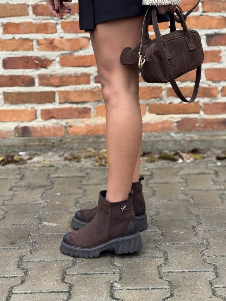 Botki KAZADII TIFFANY CZEKOLADA ZAMSZ skóra naturalna - obrazek 6