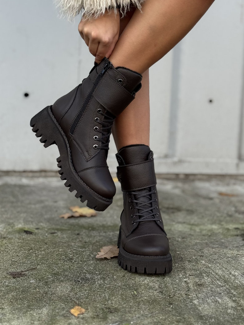 Botki traperki KAZADII BERGAMO CHOCO GRAIN skóra naturalna - obrazek 4