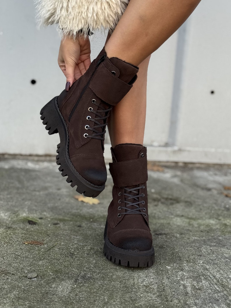 Botki traperki KAZADII BERGAMO CHOCO SUEDE skóra naturalna - obrazek 4