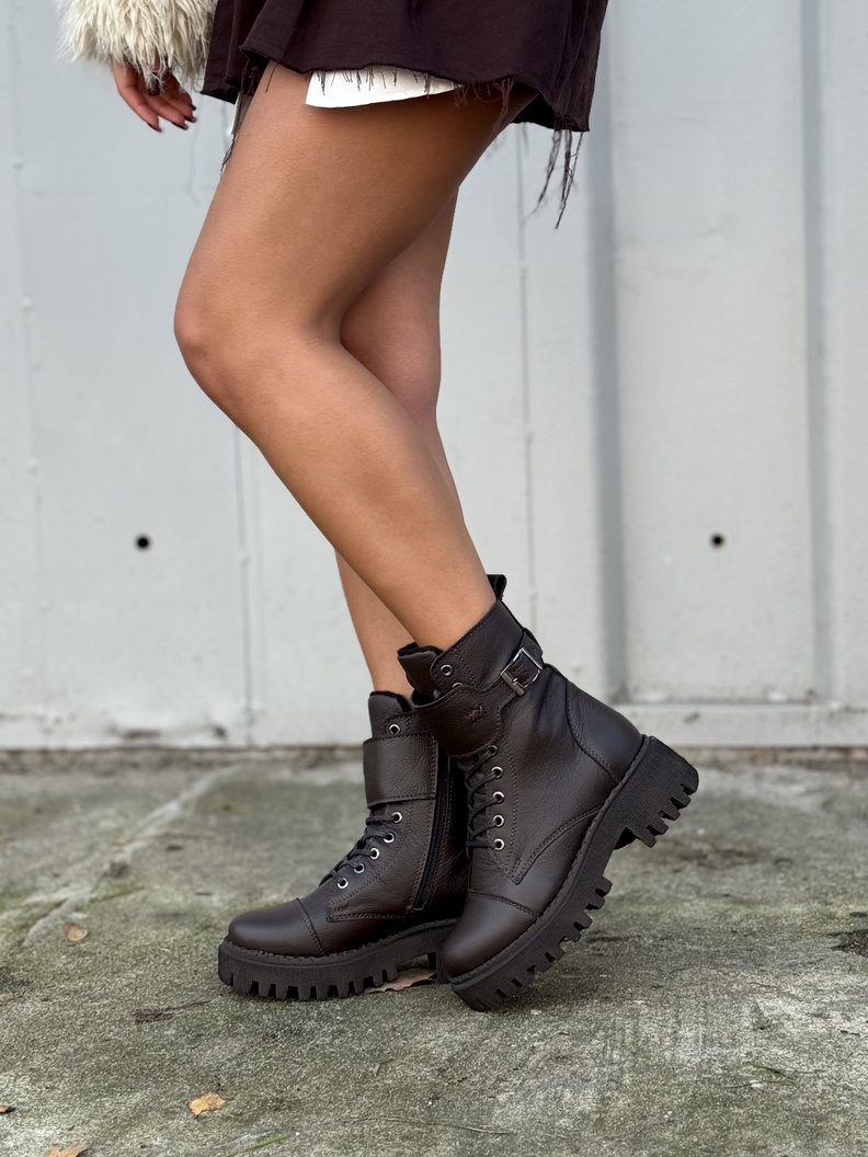 Botki traperki KAZADII BERGAMO CHOCO GRAIN skóra naturalna - obrazek 6