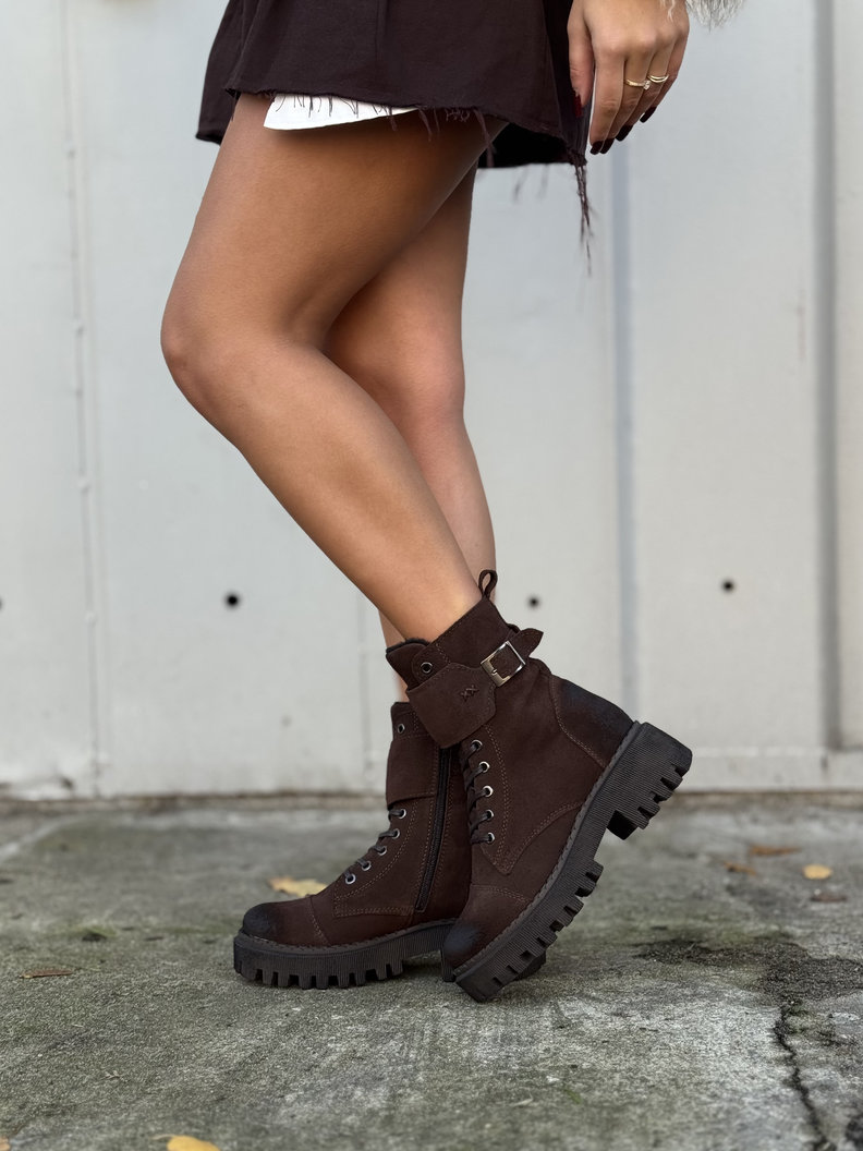 Botki traperki KAZADII BERGAMO CHOCO SUEDE skóra naturalna - obrazek 6