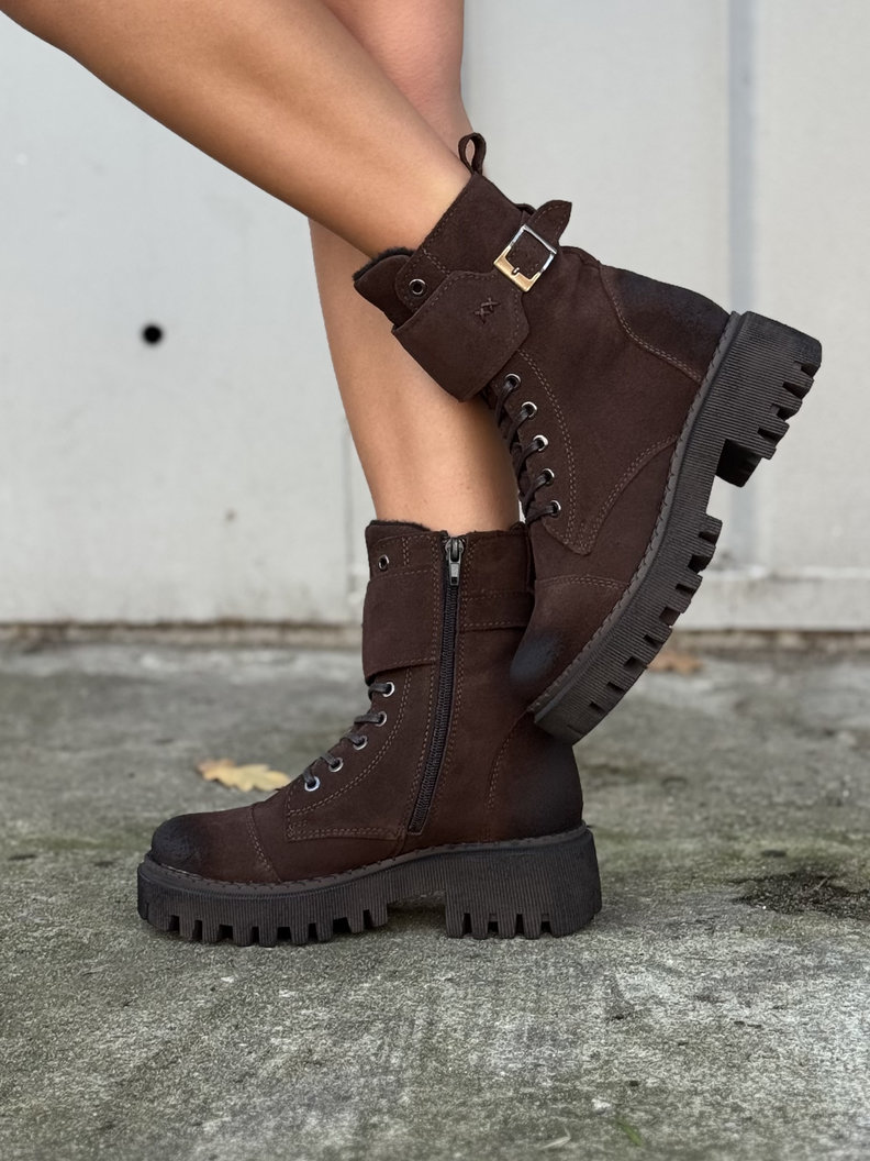 Botki traperki KAZADII BERGAMO CHOCO SUEDE skóra naturalna - obrazek 3