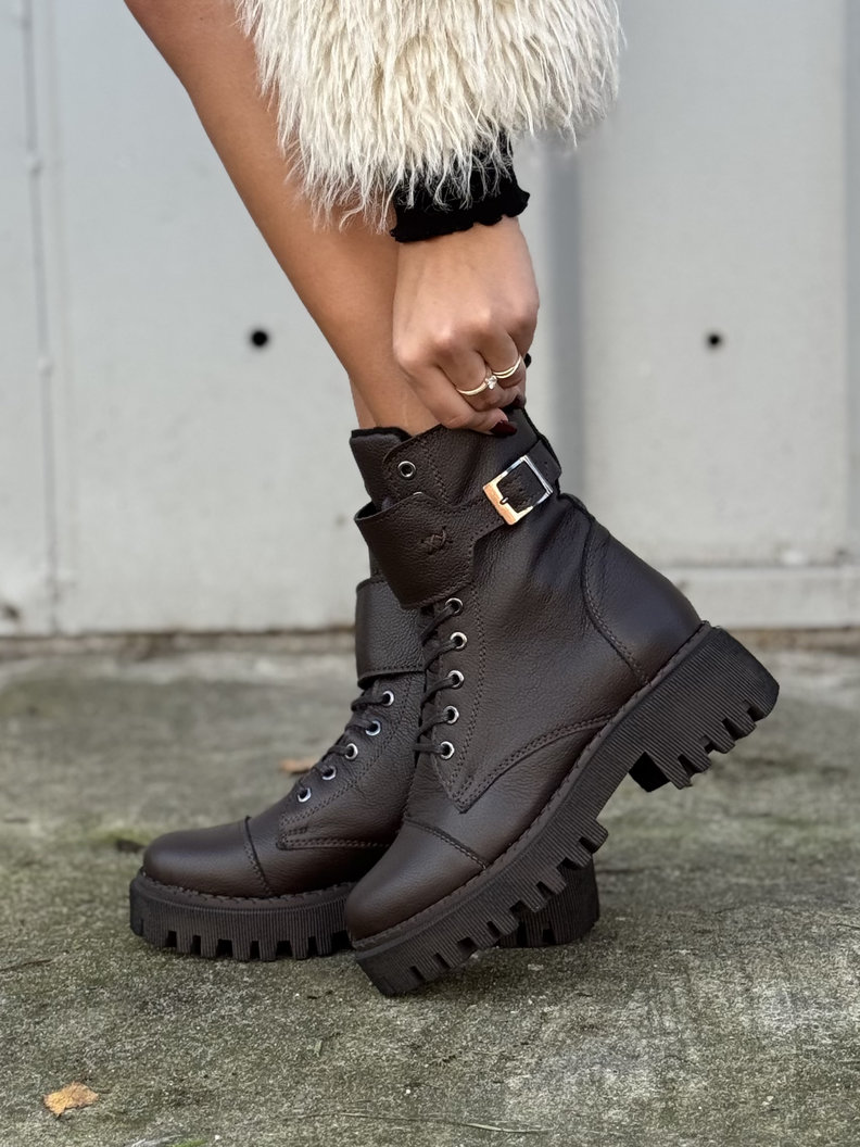 Botki traperki KAZADII BERGAMO CHOCO GRAIN skóra naturalna - obrazek 8