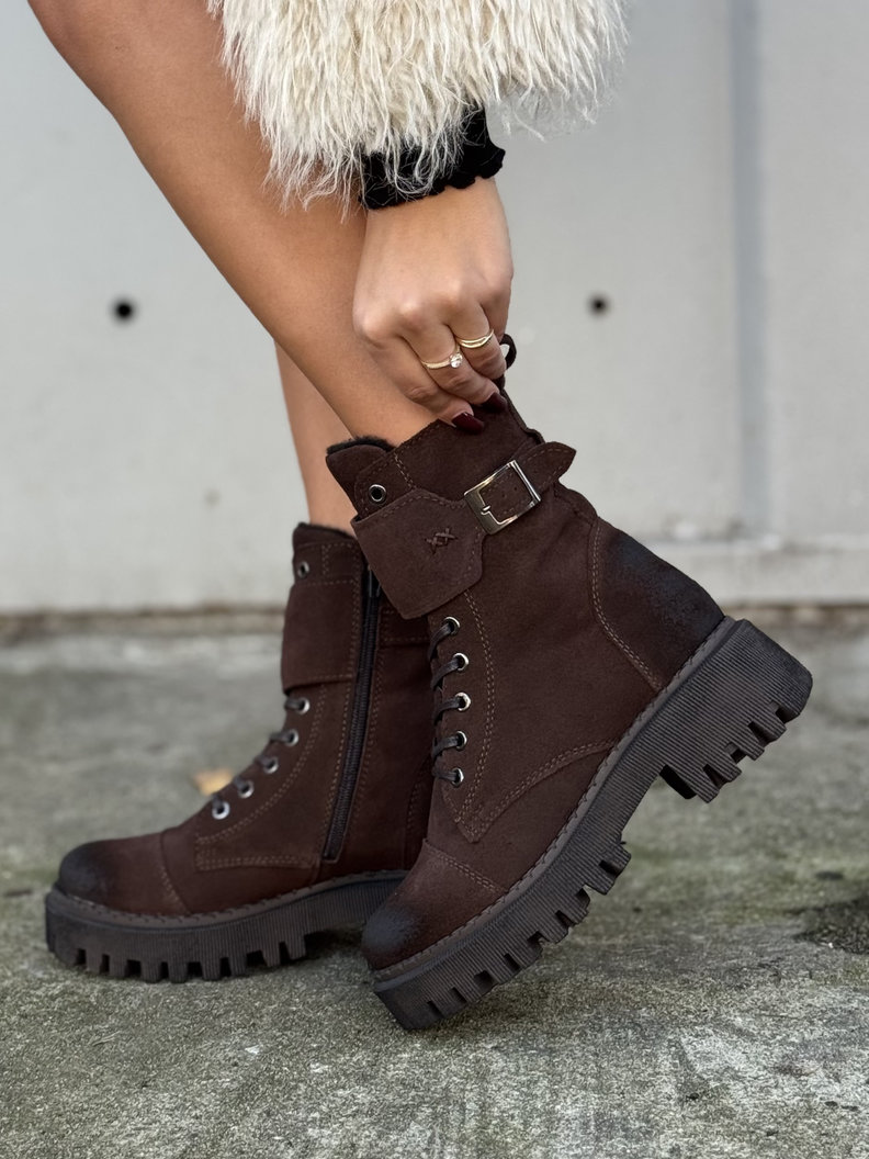 Botki traperki KAZADII BERGAMO CHOCO SUEDE skóra naturalna - obrazek 7