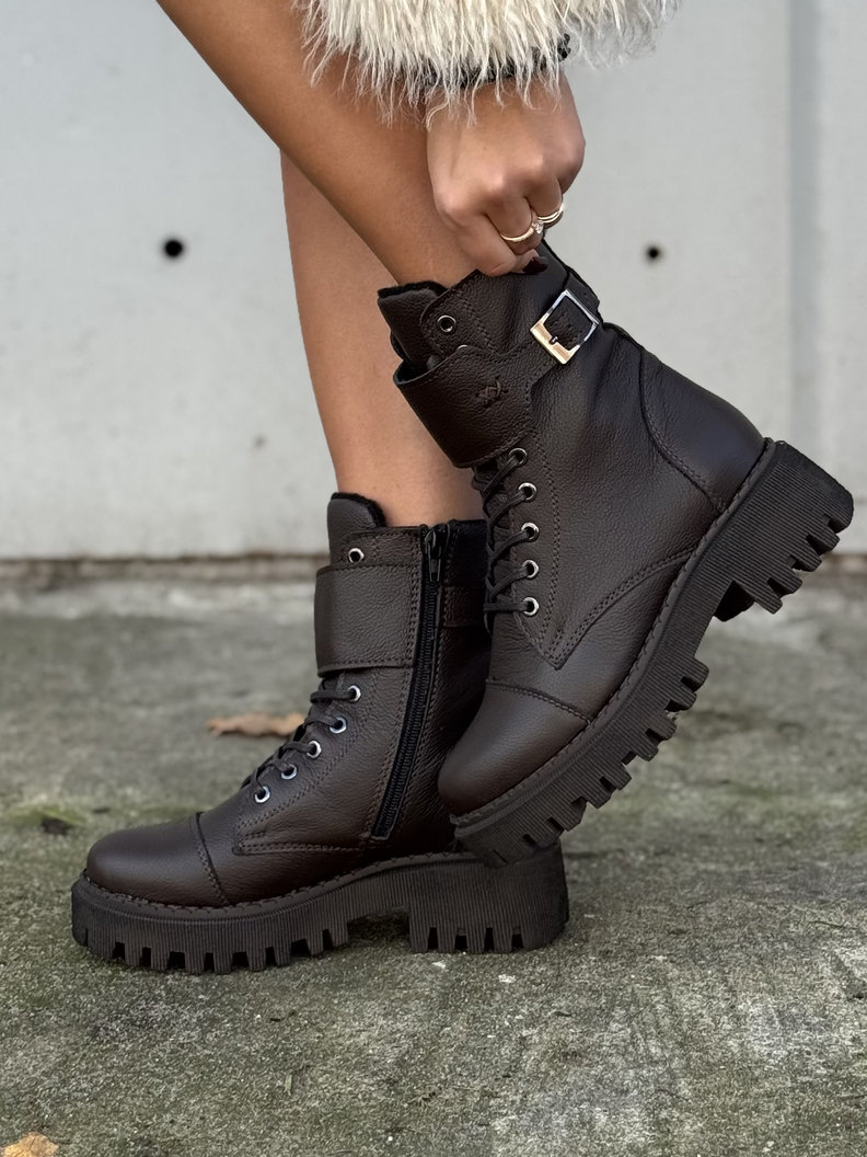 Botki traperki KAZADII BERGAMO CHOCO GRAIN skóra naturalna - obrazek 3