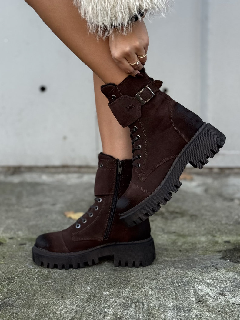 Botki traperki KAZADII BERGAMO CHOCO SUEDE skóra naturalna - obrazek 8