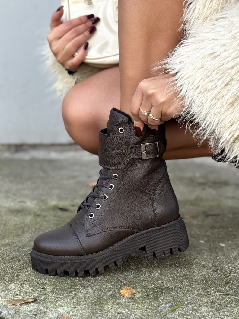 Botki traperki KAZADII BERGAMO CHOCO GRAIN skóra naturalna - obrazek 5