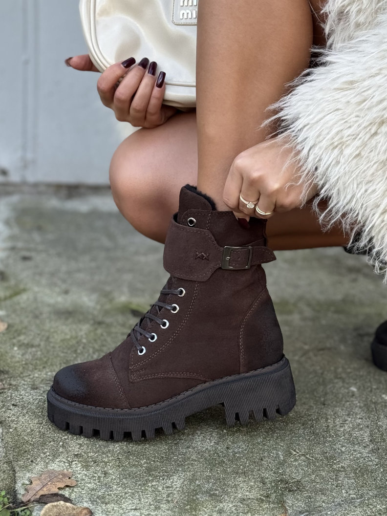 Botki traperki KAZADII BERGAMO CHOCO SUEDE skóra naturalna - obrazek 5