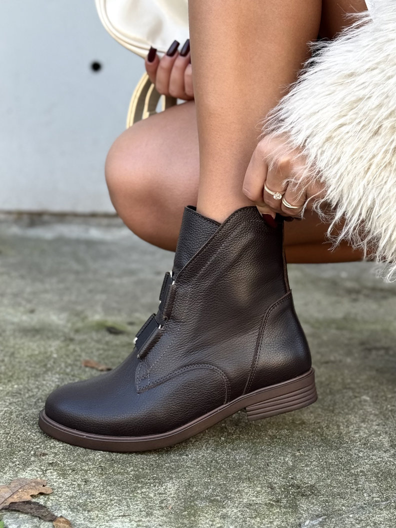 Botki workery KAZADII CHOCO VENEZIA skóra naturalna - obrazek 4