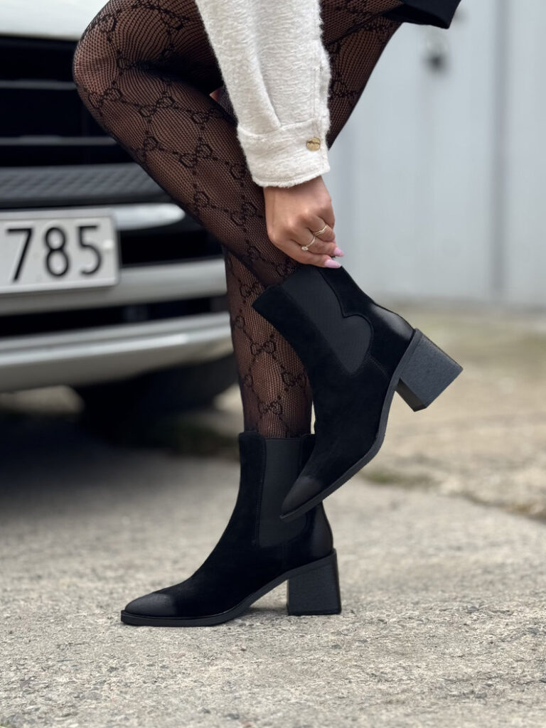 ELEGANCKIE BOTKI PORTOFINO BLACK na obcasie skóra naturalna - obrazek 5