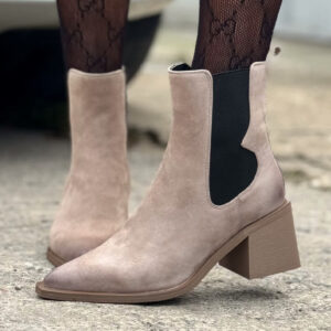 ELEGANCKIE BOTKI PORTOFINO TAUPE na obcasie skóra naturalna