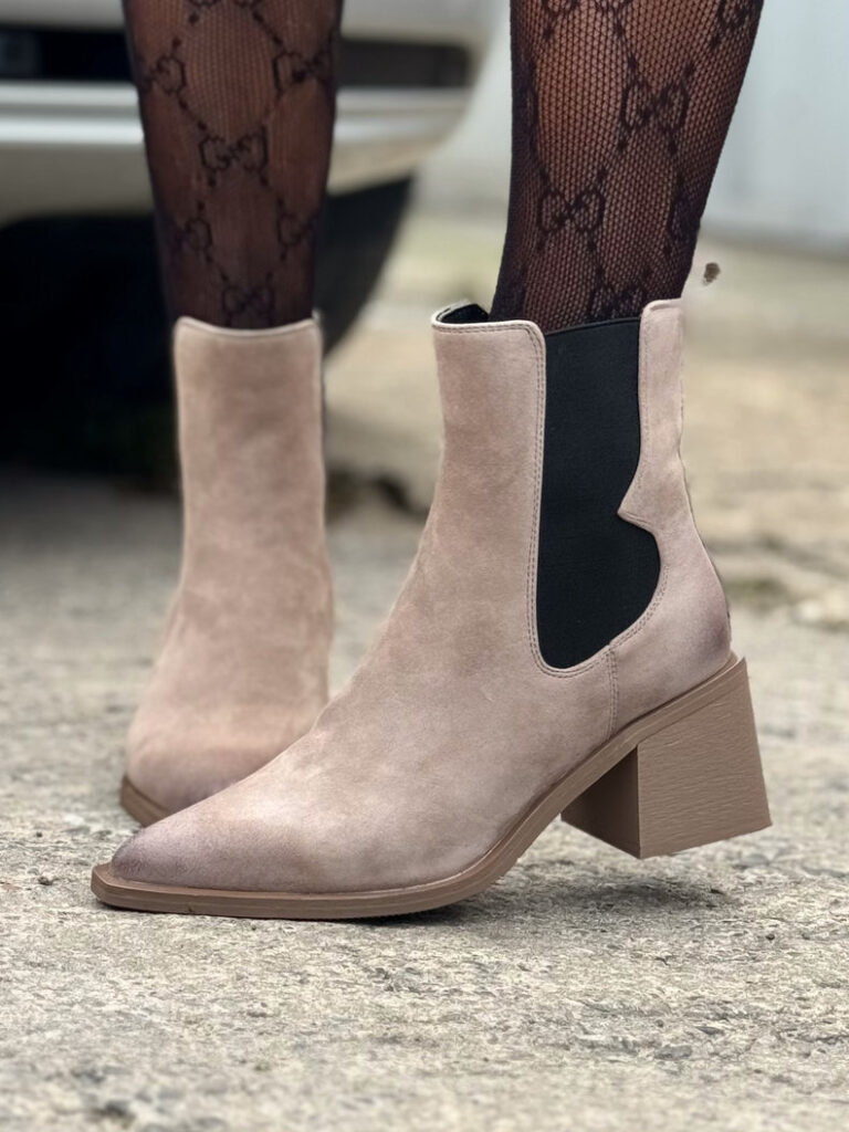 ELEGANCKIE BOTKI PORTOFINO TAUPE na obcasie skóra naturalna - obrazek 3