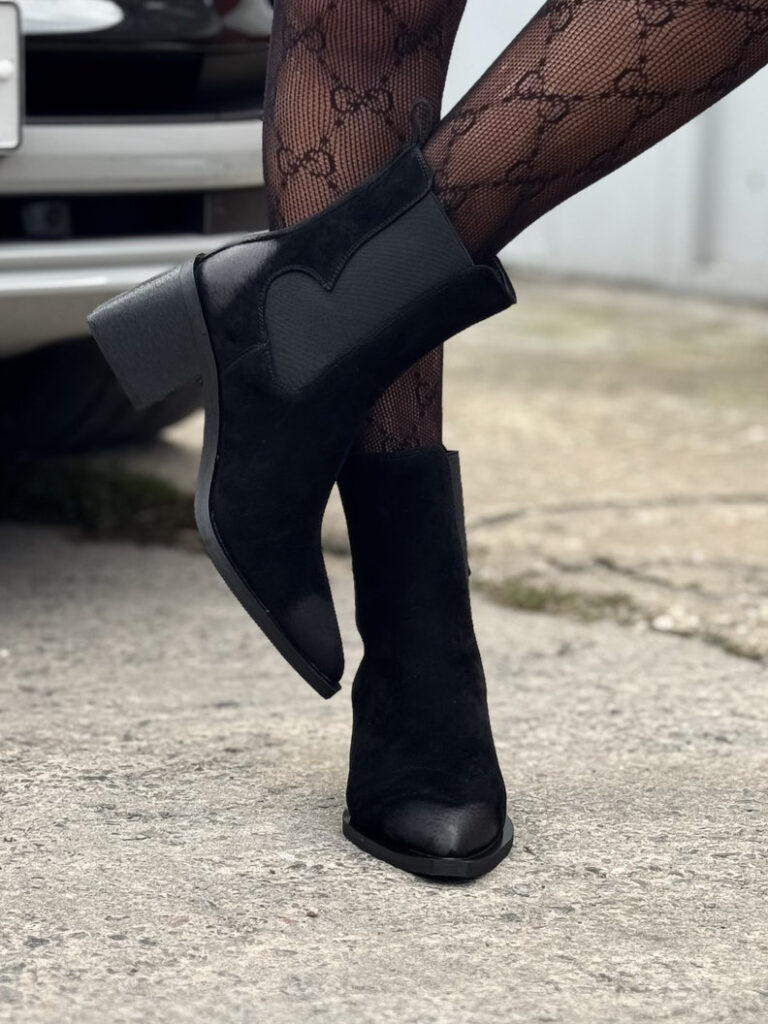 ELEGANCKIE BOTKI PORTOFINO BLACK na obcasie skóra naturalna - obrazek 3