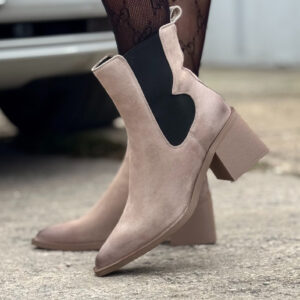 ELEGANCKIE BOTKI PORTOFINO TAUPE na obcasie skóra naturalna