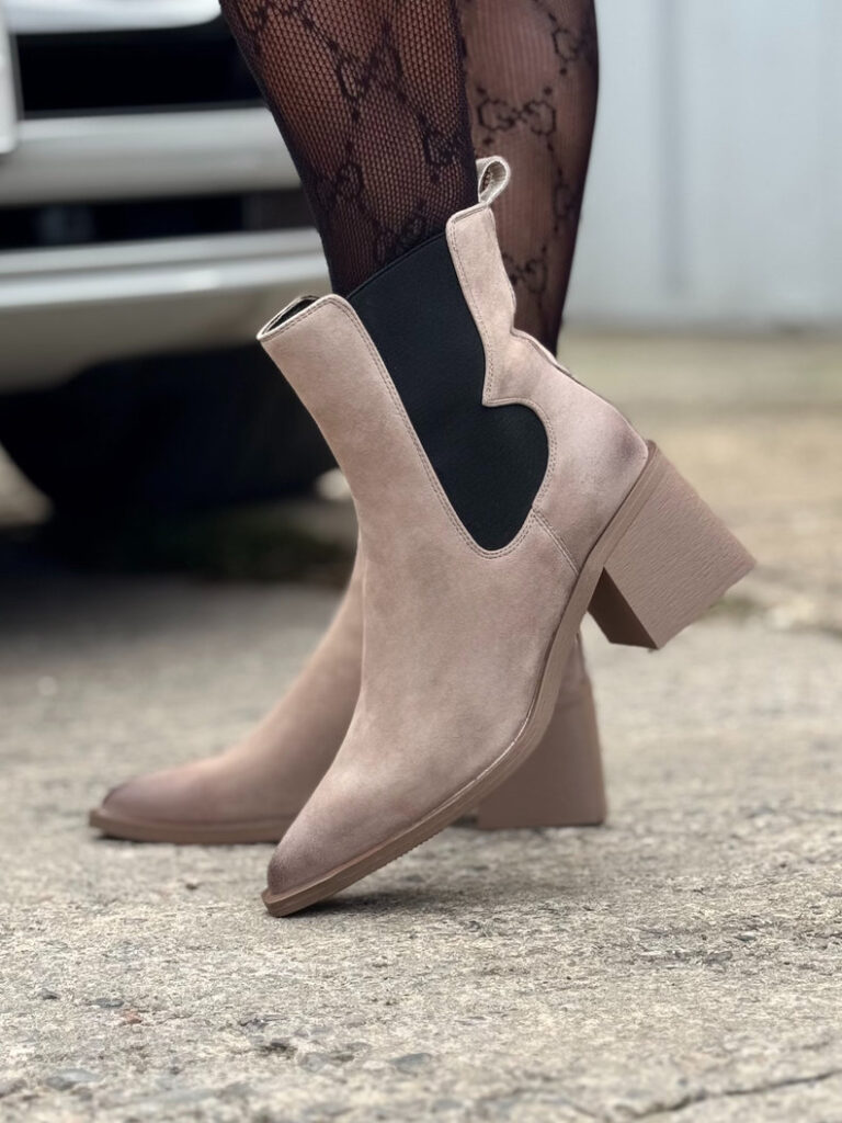 ELEGANCKIE BOTKI PORTOFINO TAUPE na obcasie skóra naturalna - obrazek 5