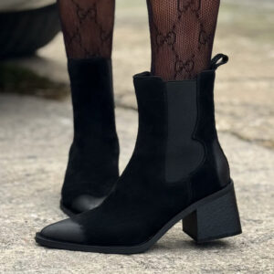 ELEGANCKIE BOTKI PORTOFINO BLACK na obcasie skóra naturalna