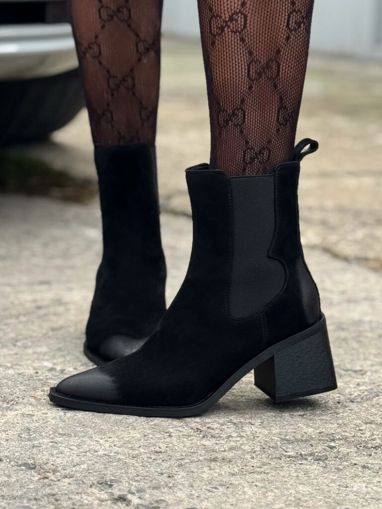 ELEGANCKIE BOTKI PORTOFINO BLACK na obcasie skóra naturalna - obrazek 4