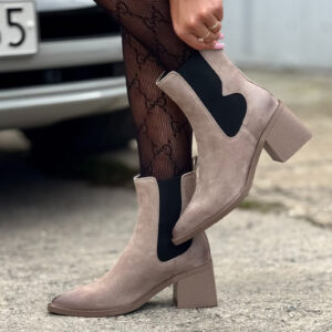ELEGANCKIE BOTKI PORTOFINO TAUPE na obcasie skóra naturalna