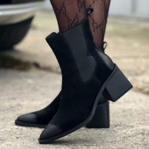 ELEGANCKIE BOTKI PORTOFINO BLACK na obcasie skóra naturalna
