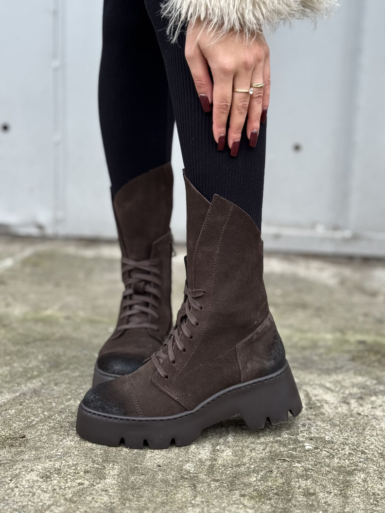 Lekkie botki KAZADII LUCCA CHOCO SUEDE skóra naturalna - obrazek 3