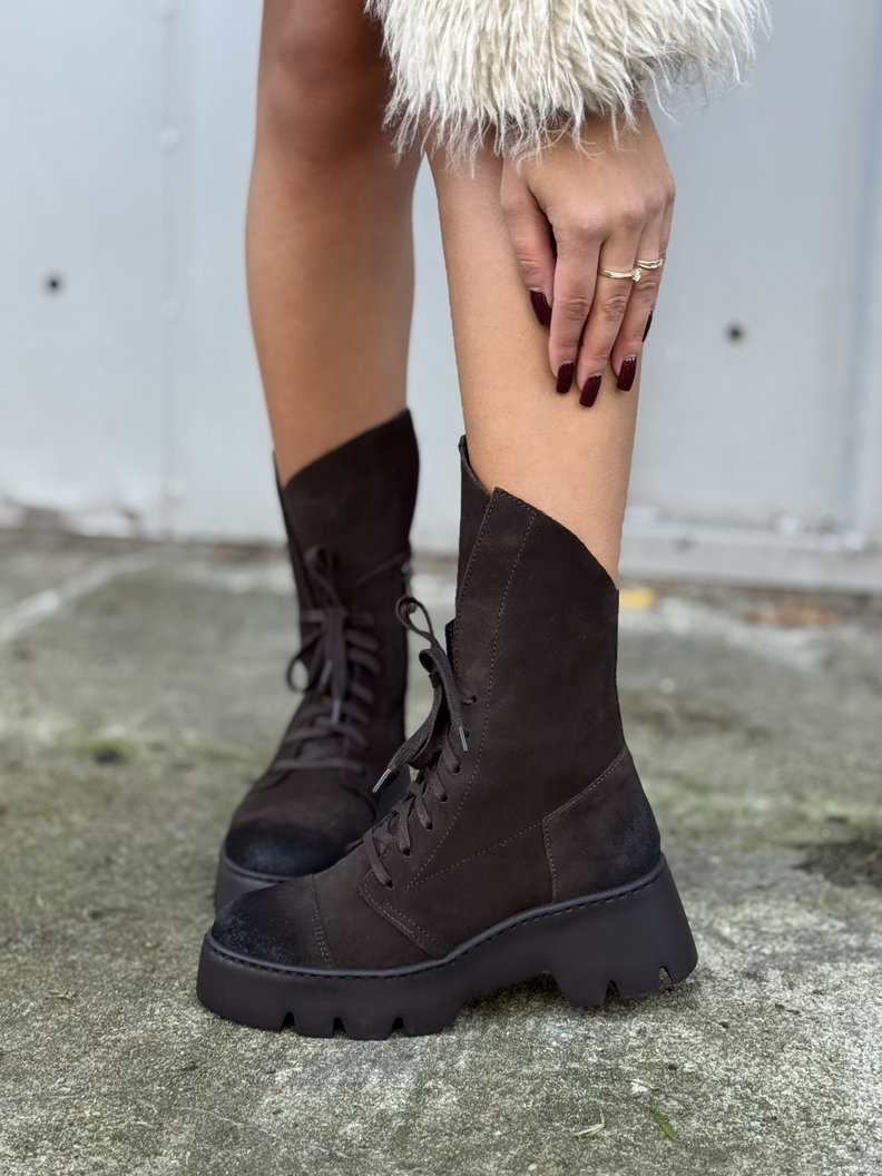 Lekkie botki KAZADII LUCCA CHOCO SUEDE skóra naturalna