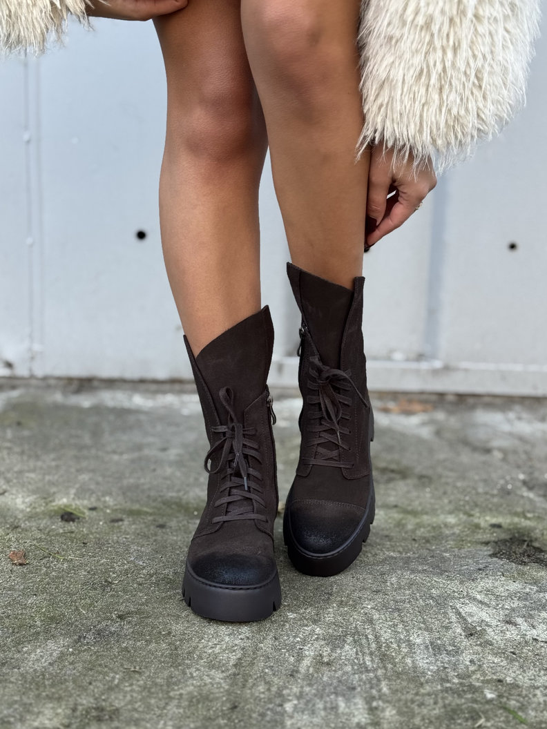 Lekkie botki KAZADII LUCCA CHOCO SUEDE skóra naturalna - obrazek 3