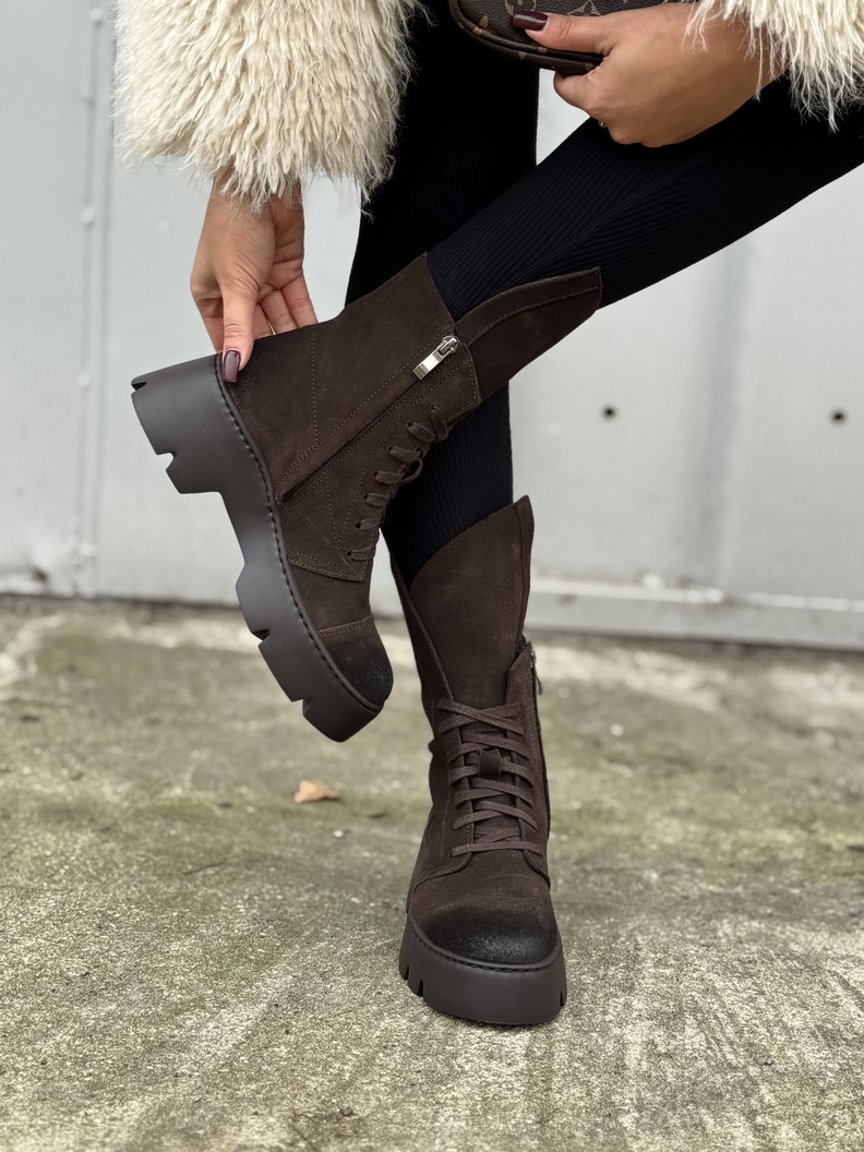 Lekkie botki KAZADII LUCCA CHOCO SUEDE skóra naturalna - obrazek 5