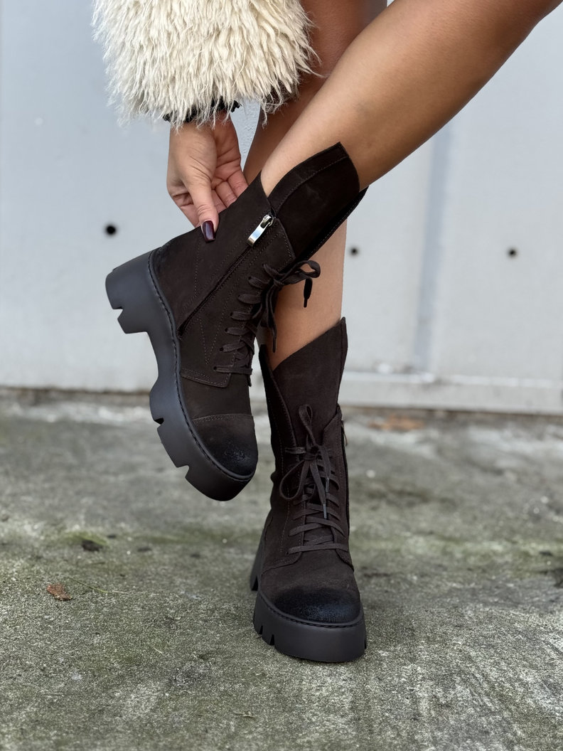 Lekkie botki KAZADII LUCCA CHOCO SUEDE skóra naturalna - obrazek 4