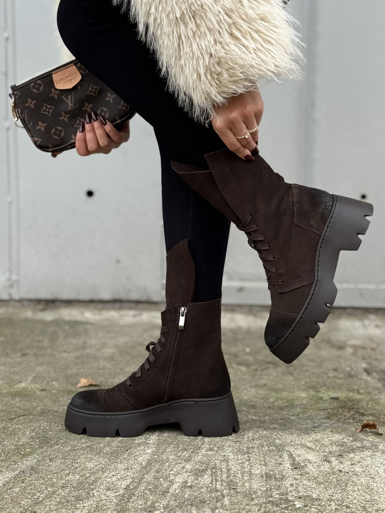 Lekkie botki KAZADII LUCCA CHOCO SUEDE skóra naturalna - obrazek 6