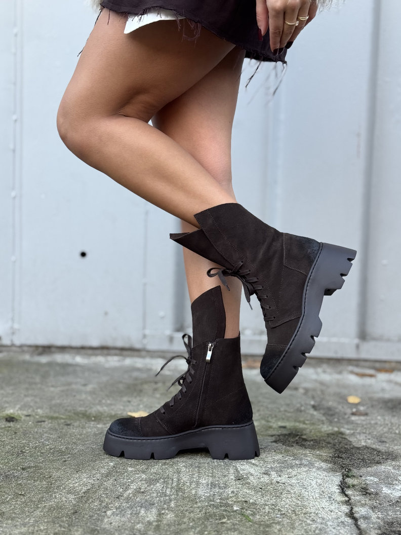 Lekkie botki KAZADII LUCCA CHOCO SUEDE skóra naturalna - obrazek 6