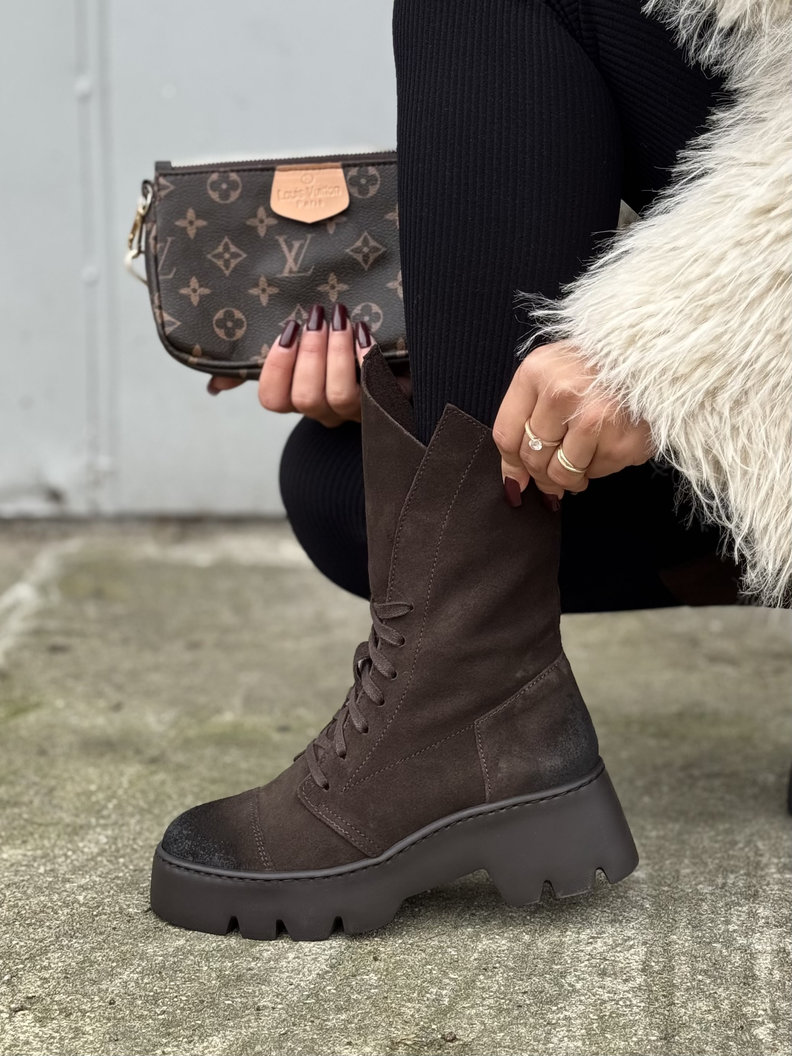 Lekkie botki KAZADII LUCCA CHOCO SUEDE skóra naturalna - obrazek 7