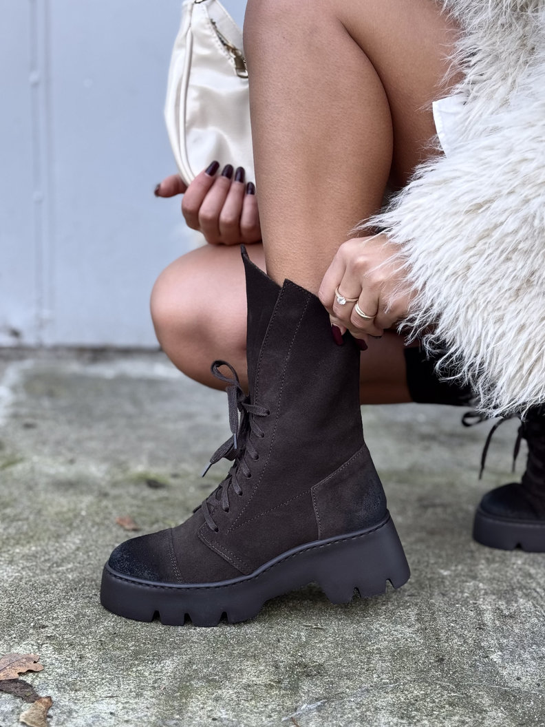 Lekkie botki KAZADII LUCCA CHOCO SUEDE skóra naturalna - obrazek 5