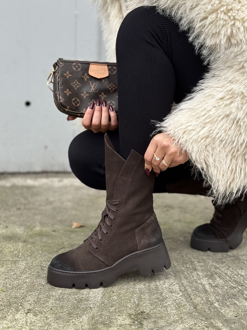 Lekkie botki KAZADII LUCCA CHOCO SUEDE skóra naturalna