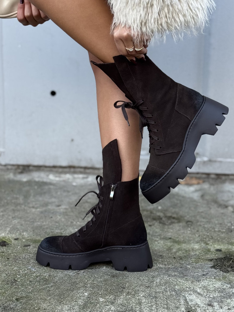 Lekkie botki KAZADII LUCCA CHOCO SUEDE skóra naturalna - obrazek 7