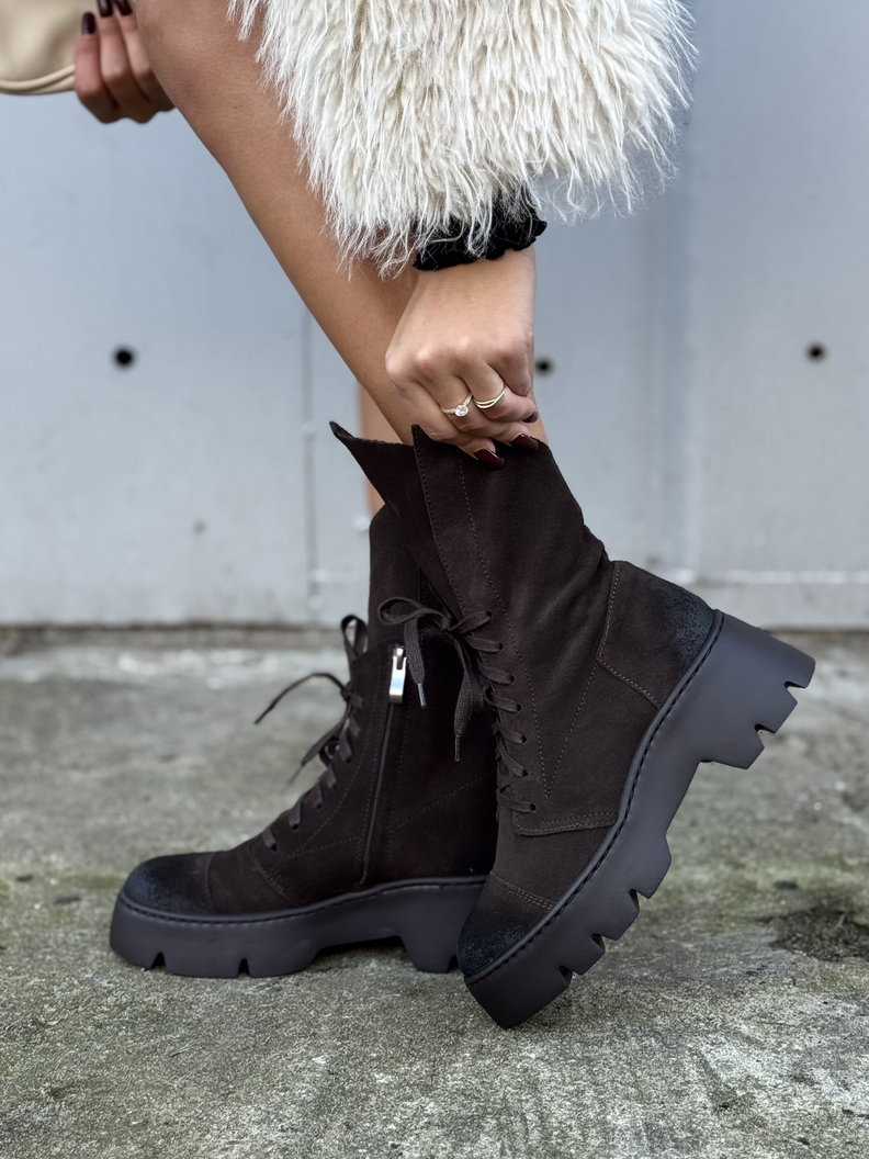 Lekkie botki KAZADII LUCCA CHOCO SUEDE skóra naturalna - obrazek 8