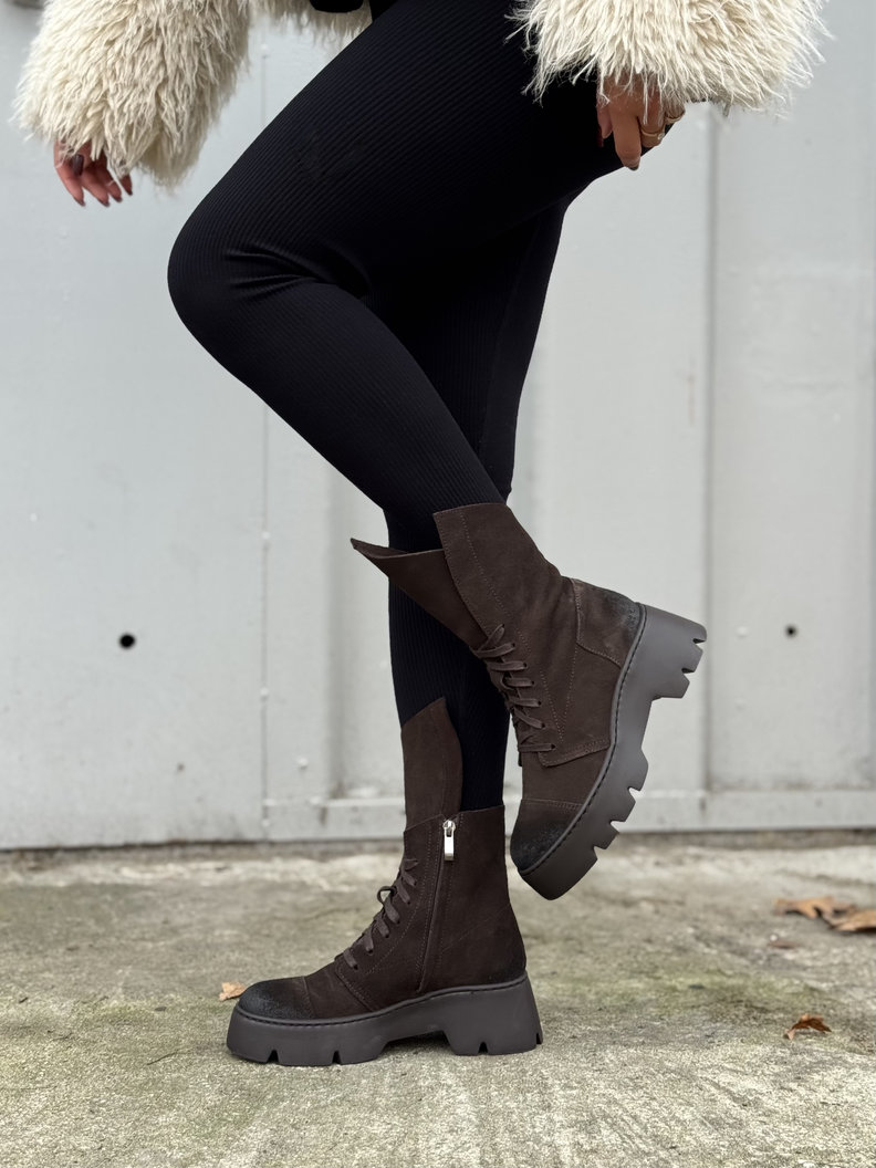 Lekkie botki KAZADII LUCCA CHOCO SUEDE skóra naturalna - obrazek 8