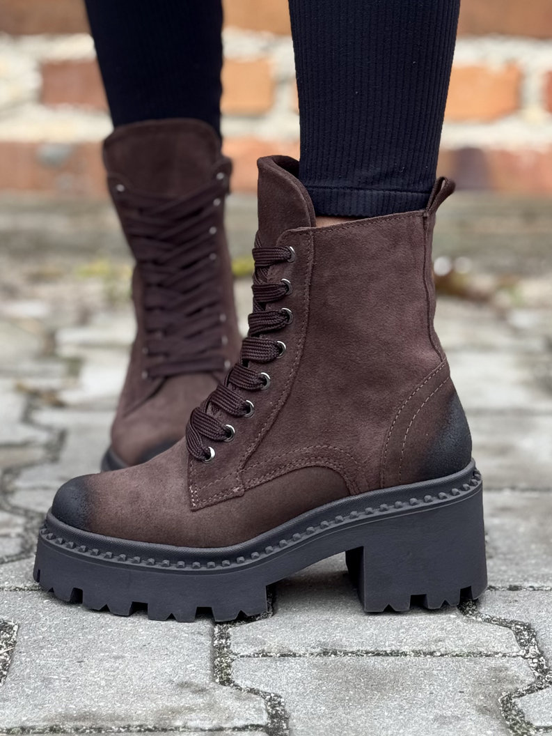 Lekkie botki KAZADII VEYRA CHOCO skóra naturalna