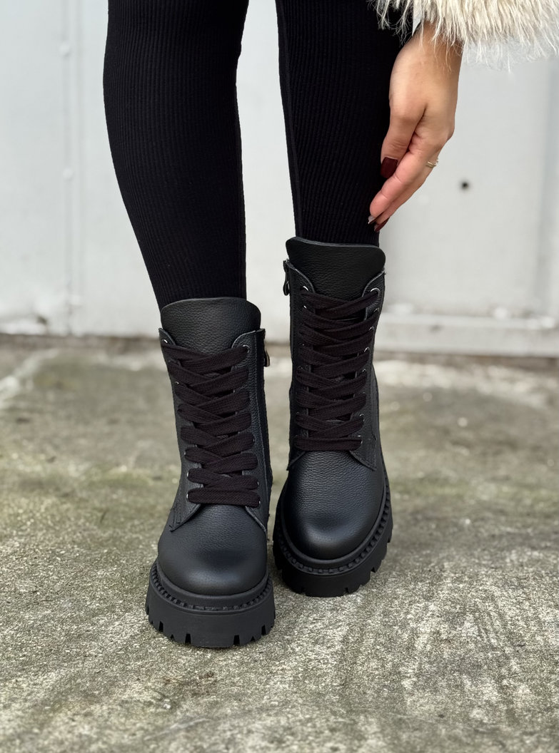 Lekkie botki KAZADII VEYRA BLACK GRAIN skóra naturalna - obrazek 3