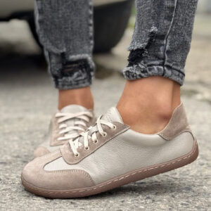 Lekkie trampki KAZADII BAREFOOT FREEWALK BEIGE skóra naturalna
