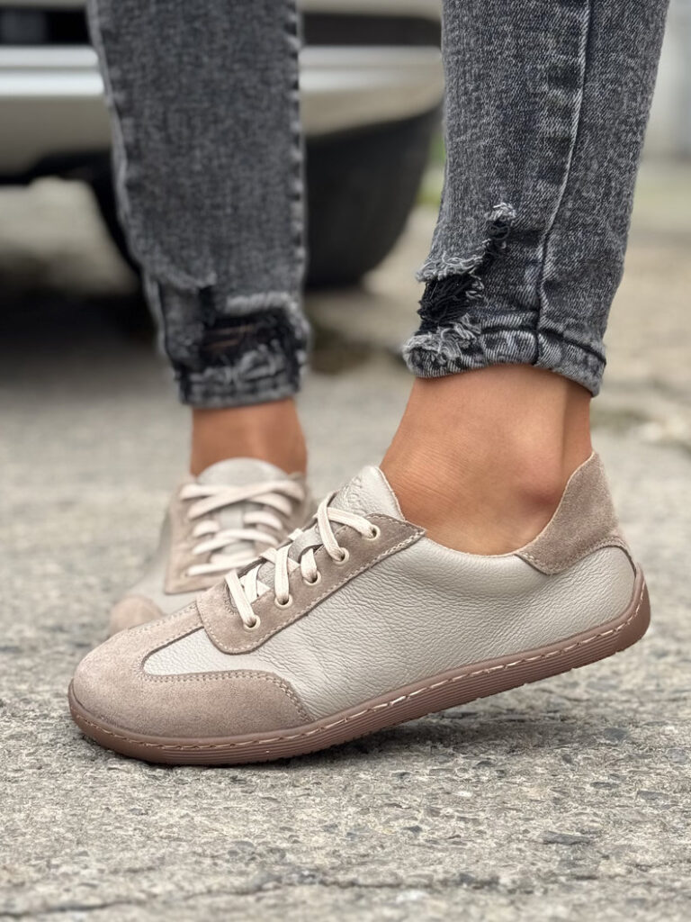 Lekkie trampki KAZADII BAREFOOT FREEWALK BEIGE skóra naturalna - obrazek 4